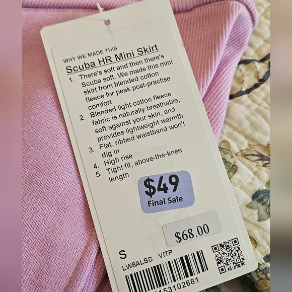 LULULEMON Scuba High-Rise Mini Skirt. Vitapink. Size small NWT - Picture 11 of 11